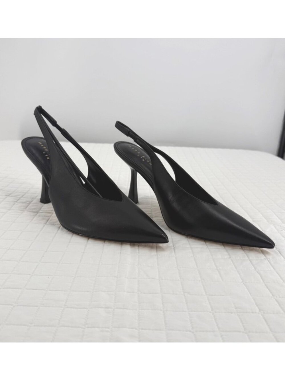 NWB, Marc Fisher LTD Black Leather Slingback Pointed Toe Heels Size 11M
